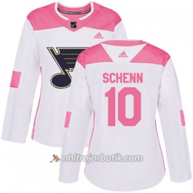 Dame Ishockey St. Louis Blues Tröja Brayden Schenn 10 Adidas 2017-2018 Vit Rosa Fashion Authentic